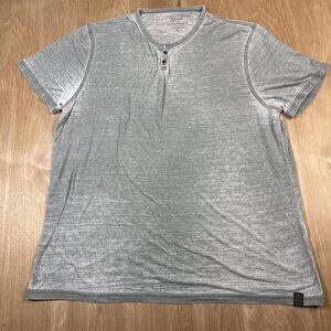 Lucky Brand Men's Gray Venice Burnout Short Sleeve Henley T-Shirt Size XL